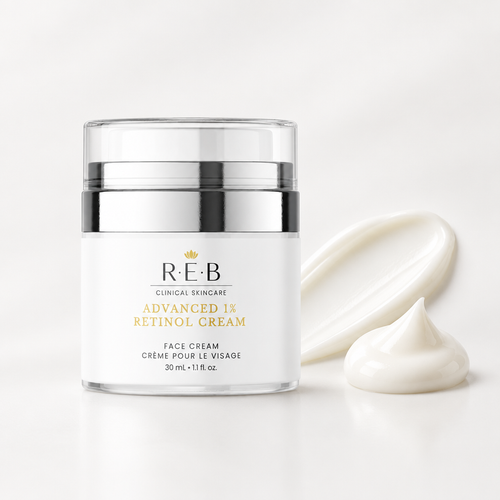 Retinol cream product photo with white cream texture