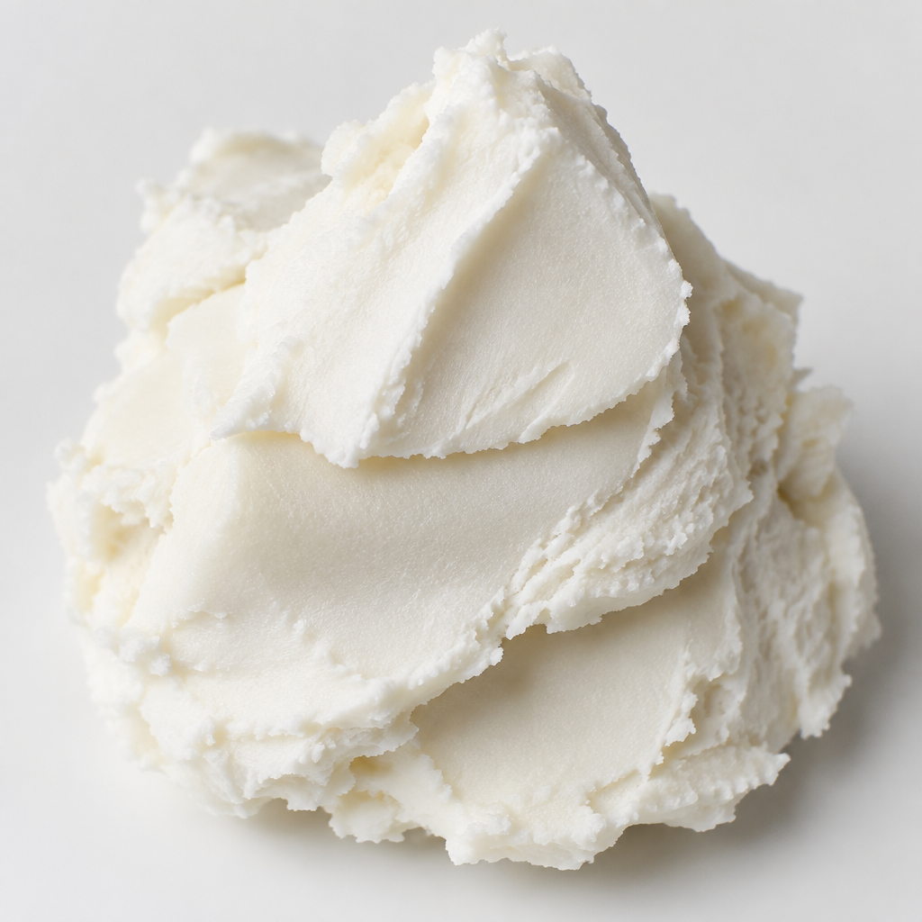 Very thick white shea butter with dense, sculpted ridges
